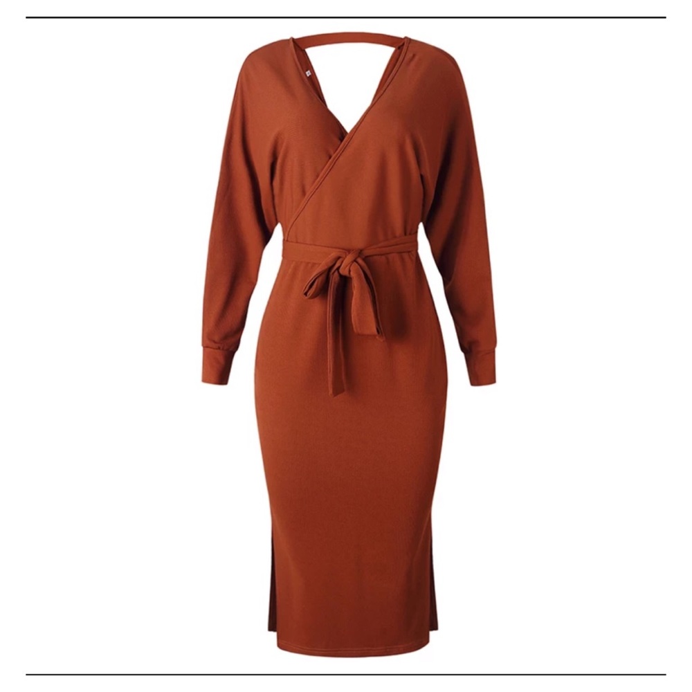 5 🌟Celeste Belted Knit Midi Dress in Spice - Picture 4 of 4